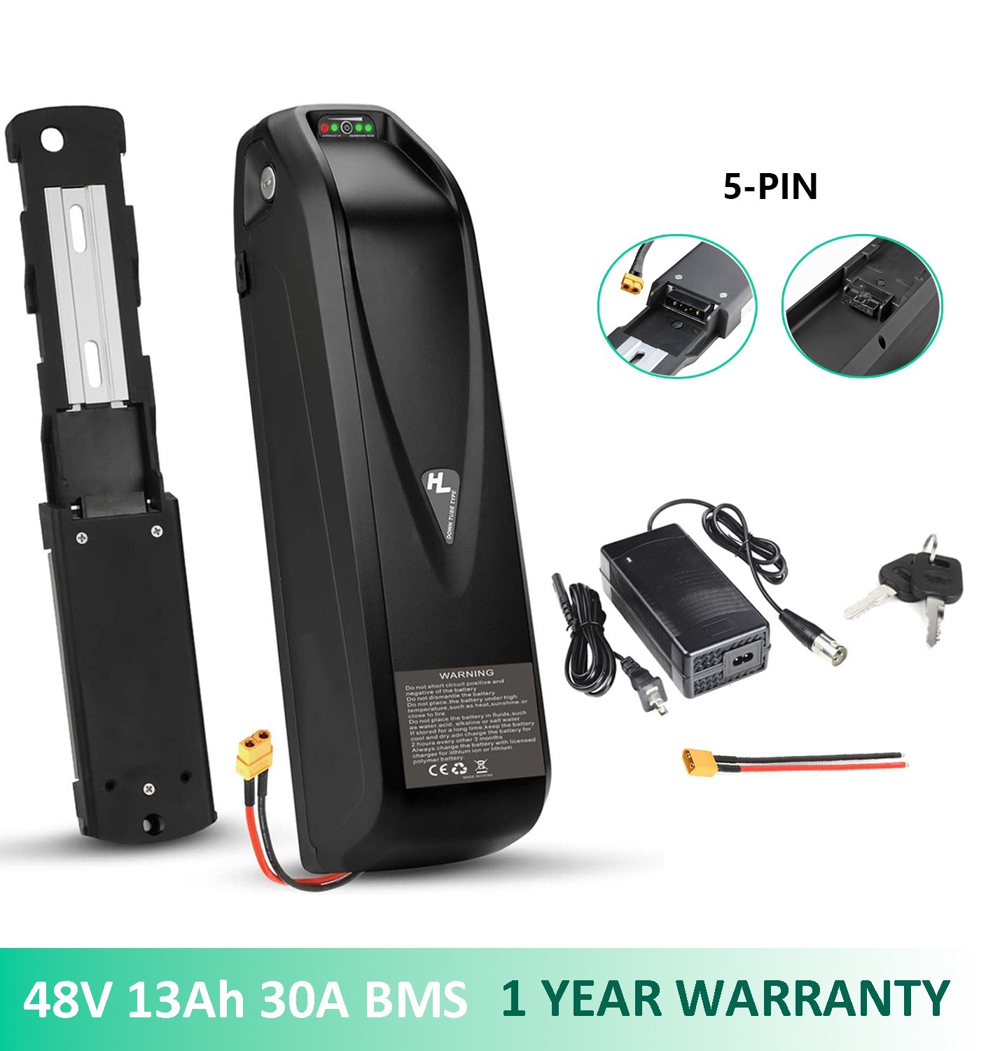 48V Hailong Lithium Ebike Battery 48V 13Ah Electric Bike Battery 100W-1200W BMS
