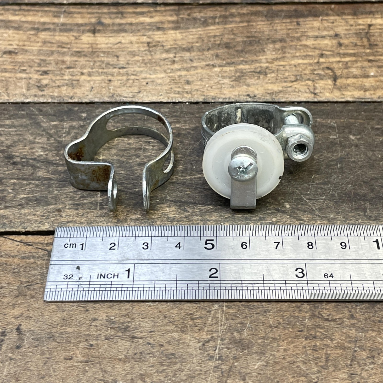 Vintage Shimano Cable Guides Pair Clamp On Pulley Silver Steel Bike 3 Speed