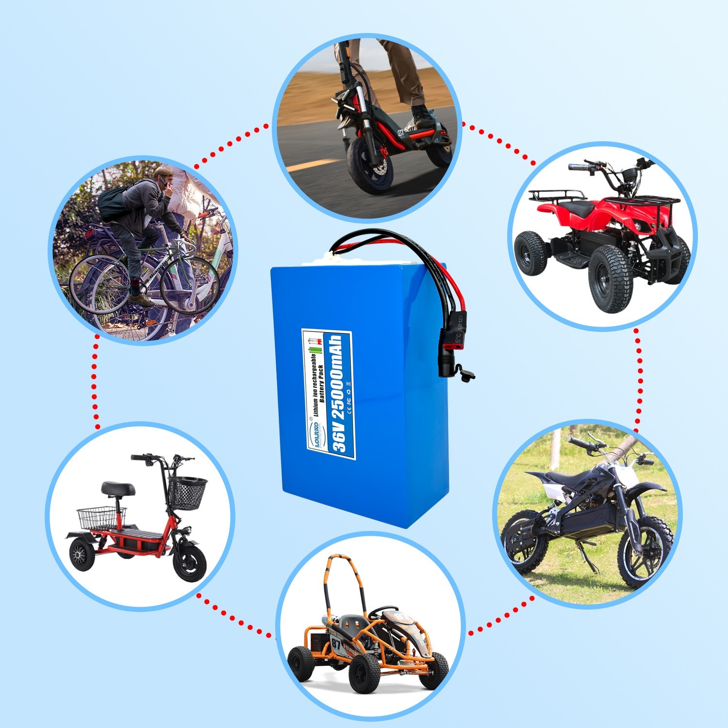 36V 25AH Battery for 200W-1000W Ebike Electric Bicycle Bike Scooter 30A BMS