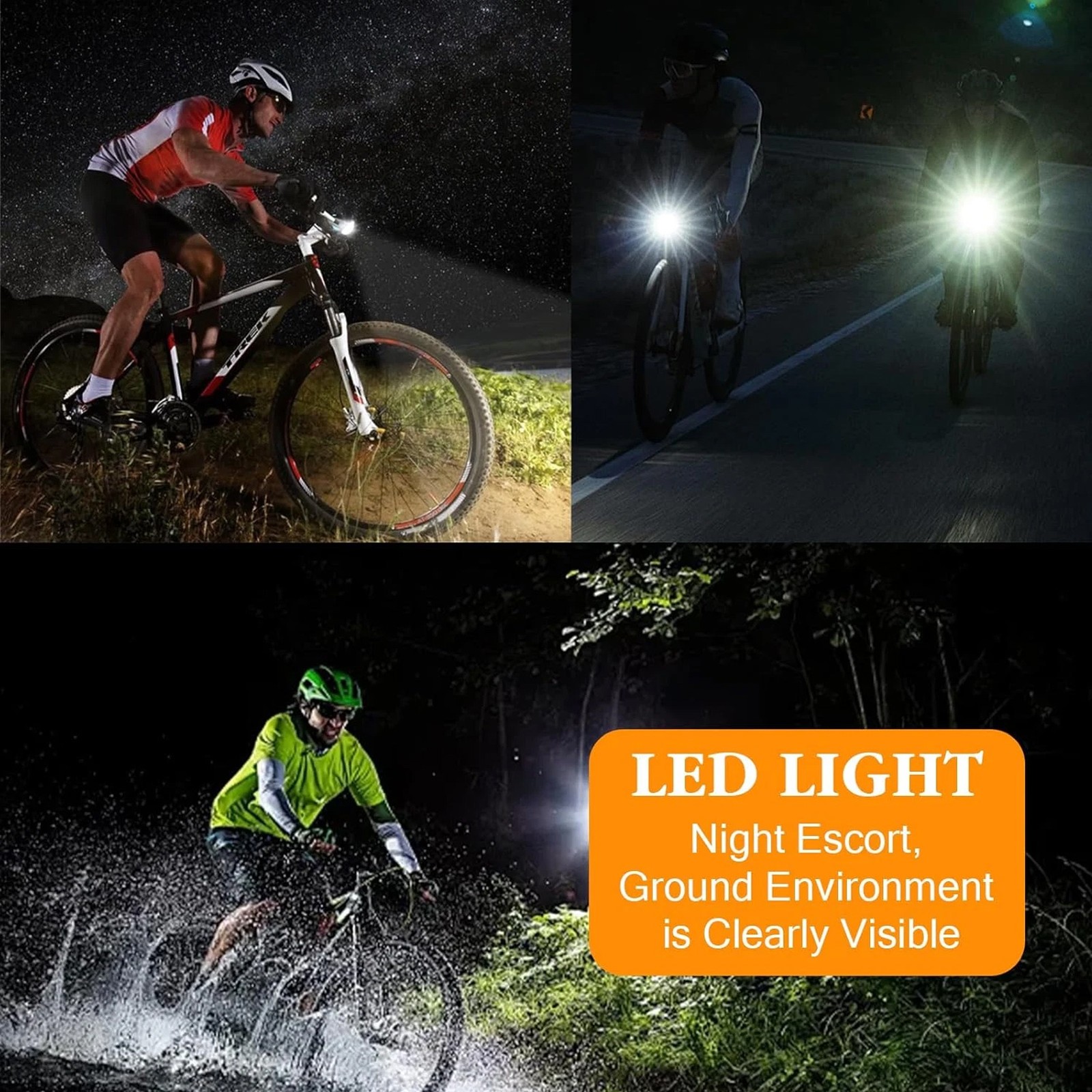 Electric Bike 6 LED Headlight 36V 48V 60V Front Light with Built-In Horn 3/4 Pin
