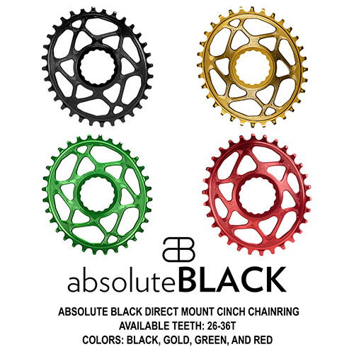 Absolute Black Direct Mount Cinch Chainring – Black Green Gold Red 26T-36T New