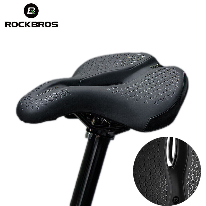 ROCKBROS Road MTB Bike Saddle Seat Soft Comfort Cycling Gel Pad Cushion &Lights