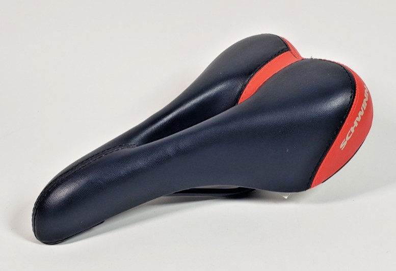 Schwinn Bicycle Seat 10″ x 6” Red & Black Split Seat Center Hole Bicycle Saddle