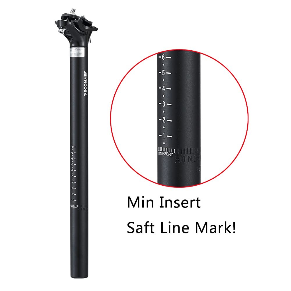 Bike Seat Post Aluminum Alloy Bicycle Adjustable Seatpost Long Tube Rod Black