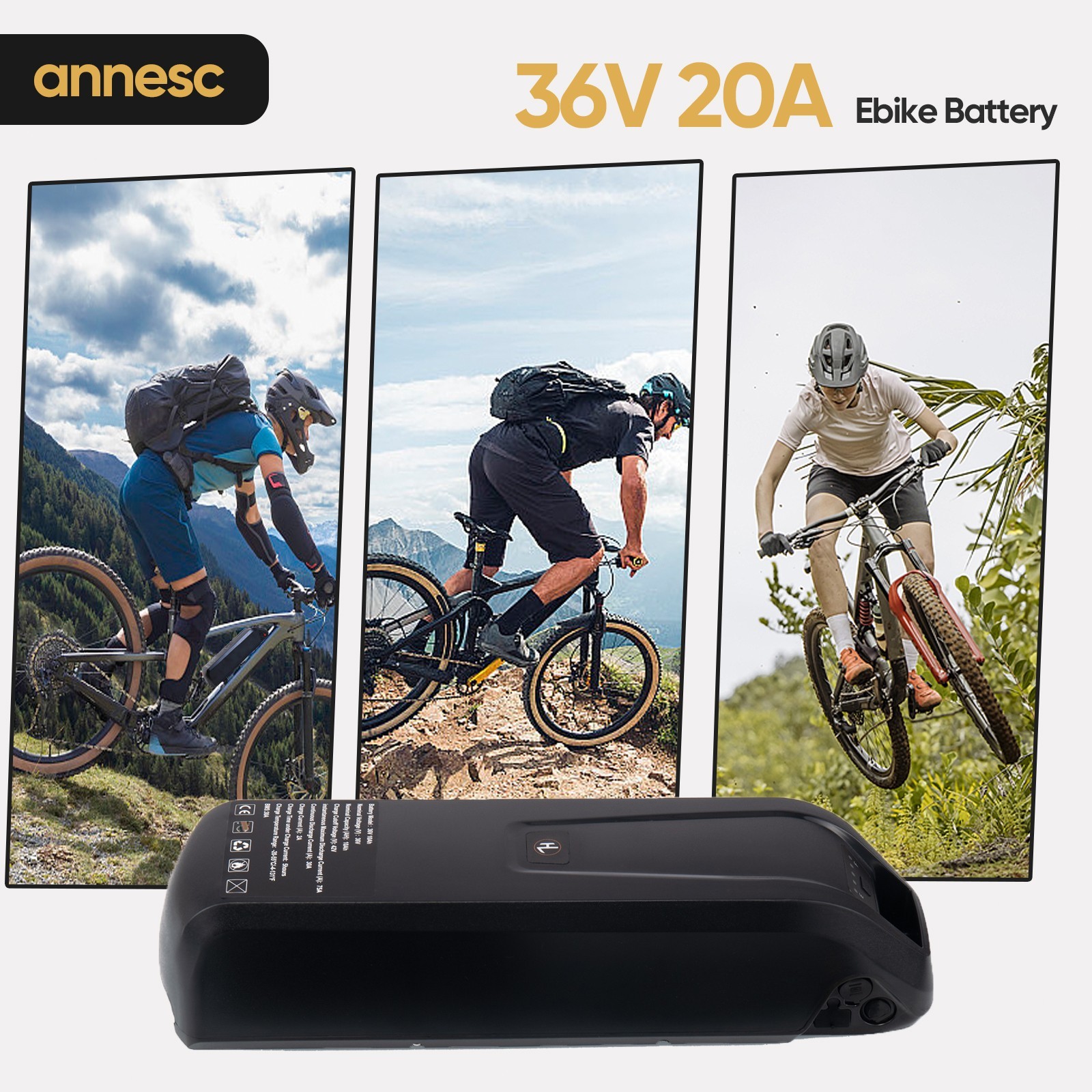 36V Ebike Lithium Battery 10Ah/15Ah/20Ah For Electric Bike Battery 0-1500W 5PIN