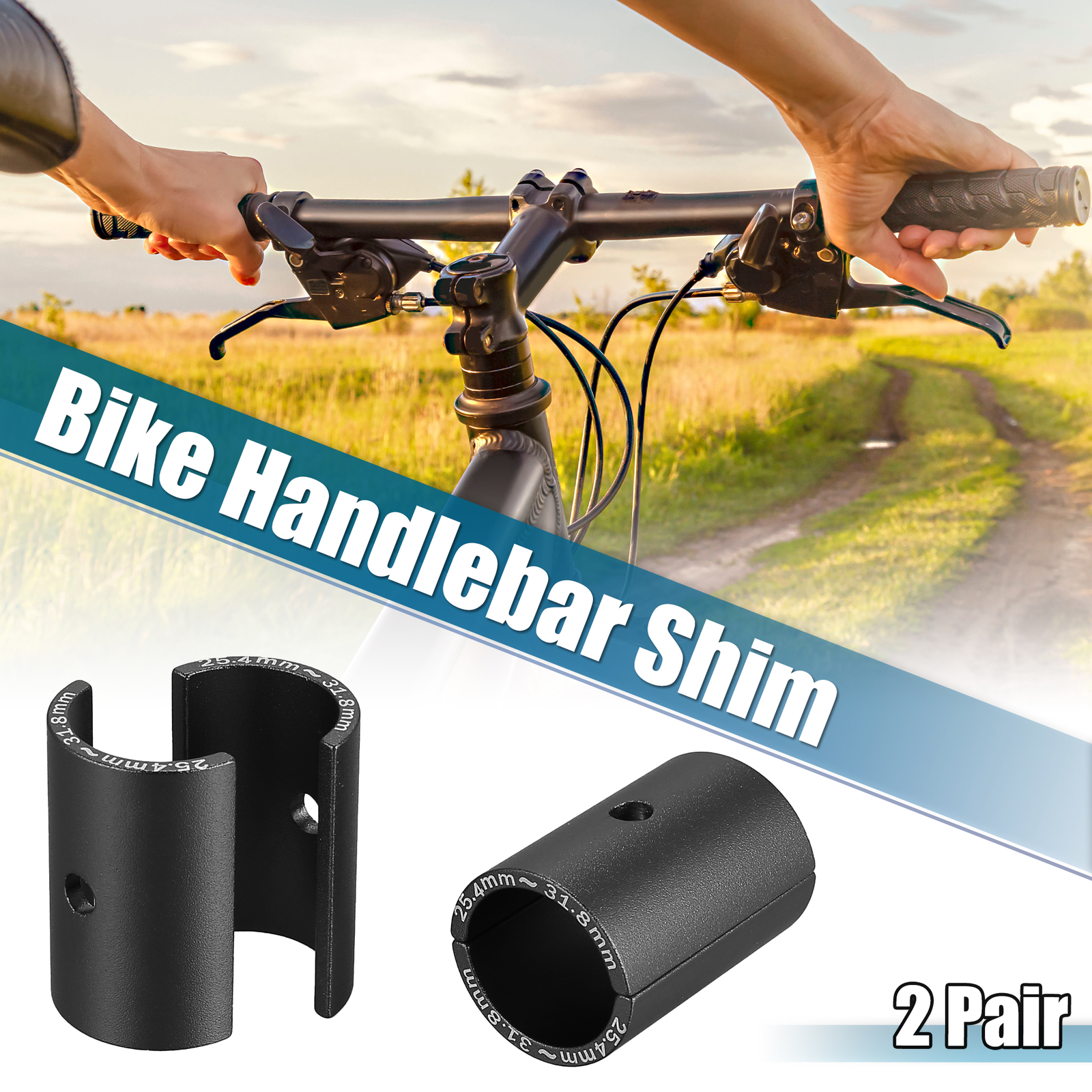 2 Pair Bike Handlebar Shim 25.4 to 31.8mm Handlebar Shim Spacer Stem Size Reduce