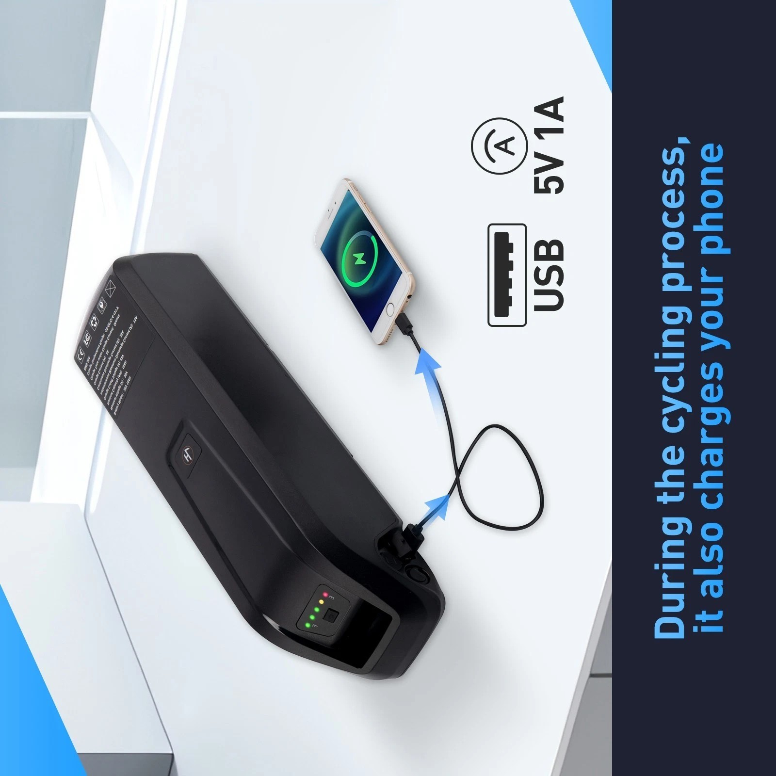 36V 48V 10AH/15AH/20AH Ebike Lithium Battery ≤1800W Motors w/ USB Port Bicycle