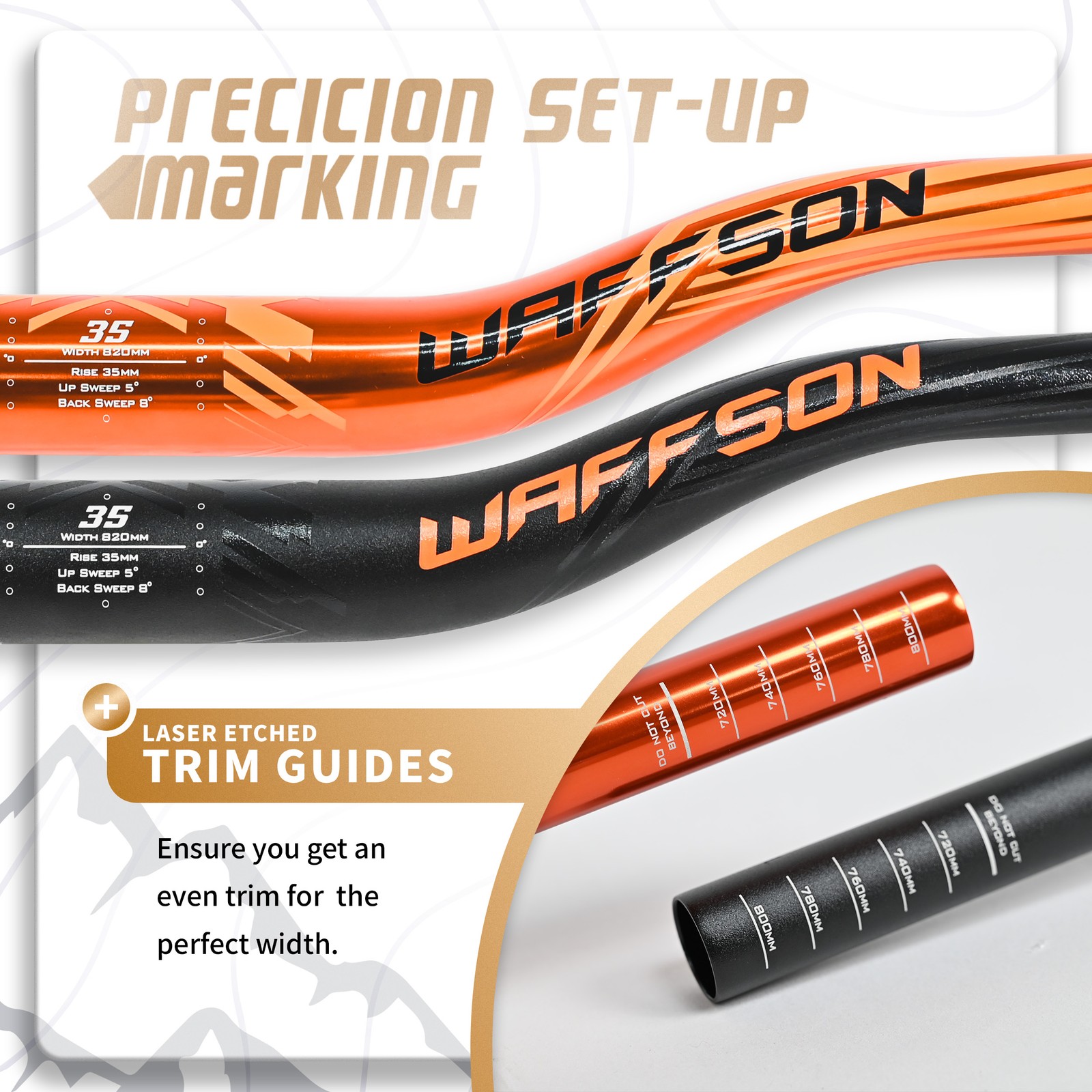 WFS Venture 35 x 820mm Handlebar 35mm Rise, Orange