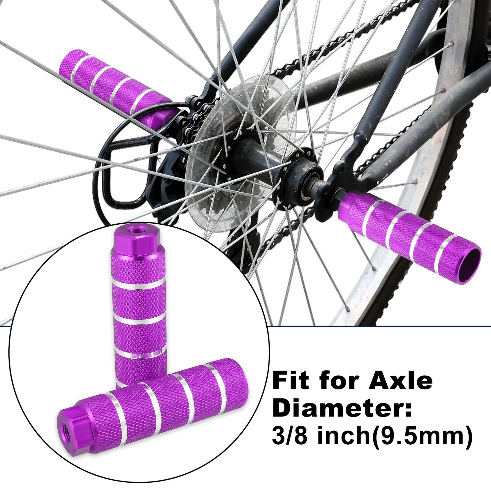 4pcs Aluminum Alloy Rear Foot Pegs Purple for BMX MTB Bike Fit 3/8 inch Axl
