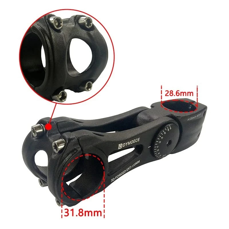 Bike Stem 0-70 Degree 31.8mm Bicycle Stem Extender Riser 31.8 x 145mm