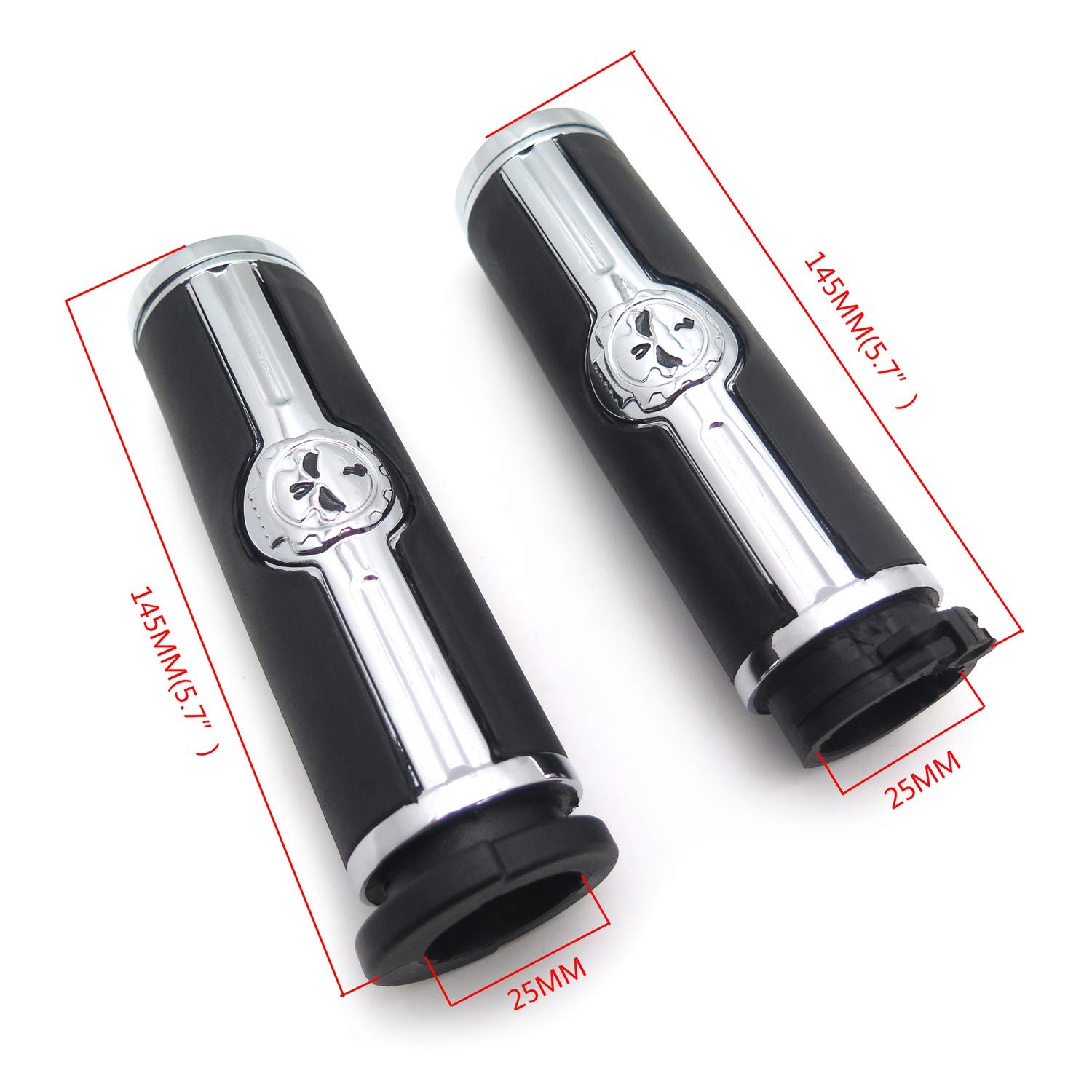 XKMT-Chromed Handlebar Skull Grips to Compatible Adult, Same as picture shown