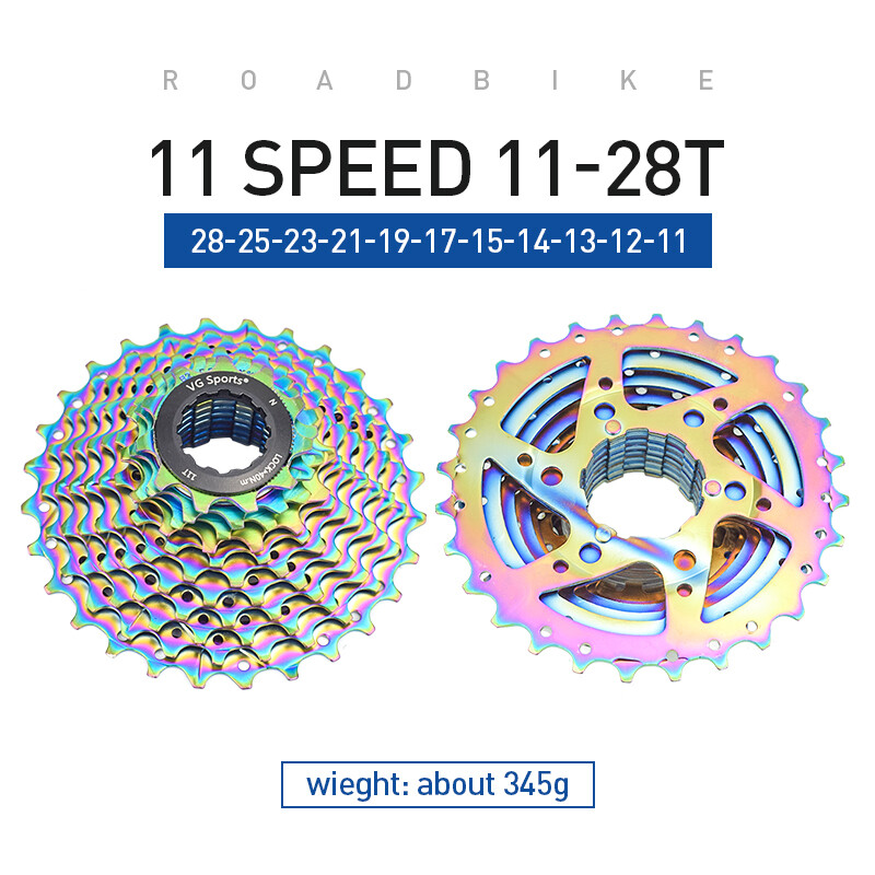 VG Sports Road Bike Cassette 8 9 10 11 Speed 11-/25T/28T Sprocket Rainbow