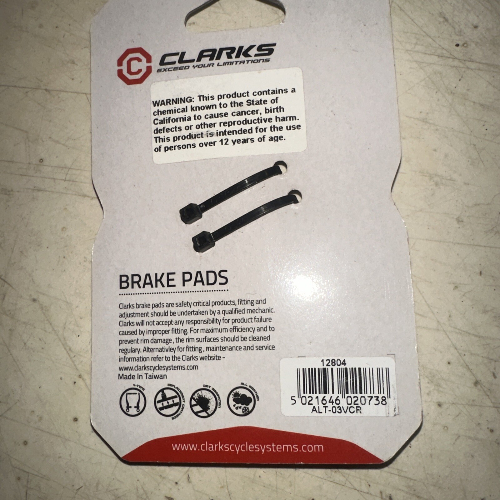 Clarks Brake Pads MTB/V Hybrid ALT-03VCR Anti-lock Gray Black Replacement Bike
