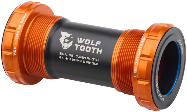 Wolf Tooth Bottom Bracket – English (BSA), 68/73mm, For 29mm Spindle, Orange