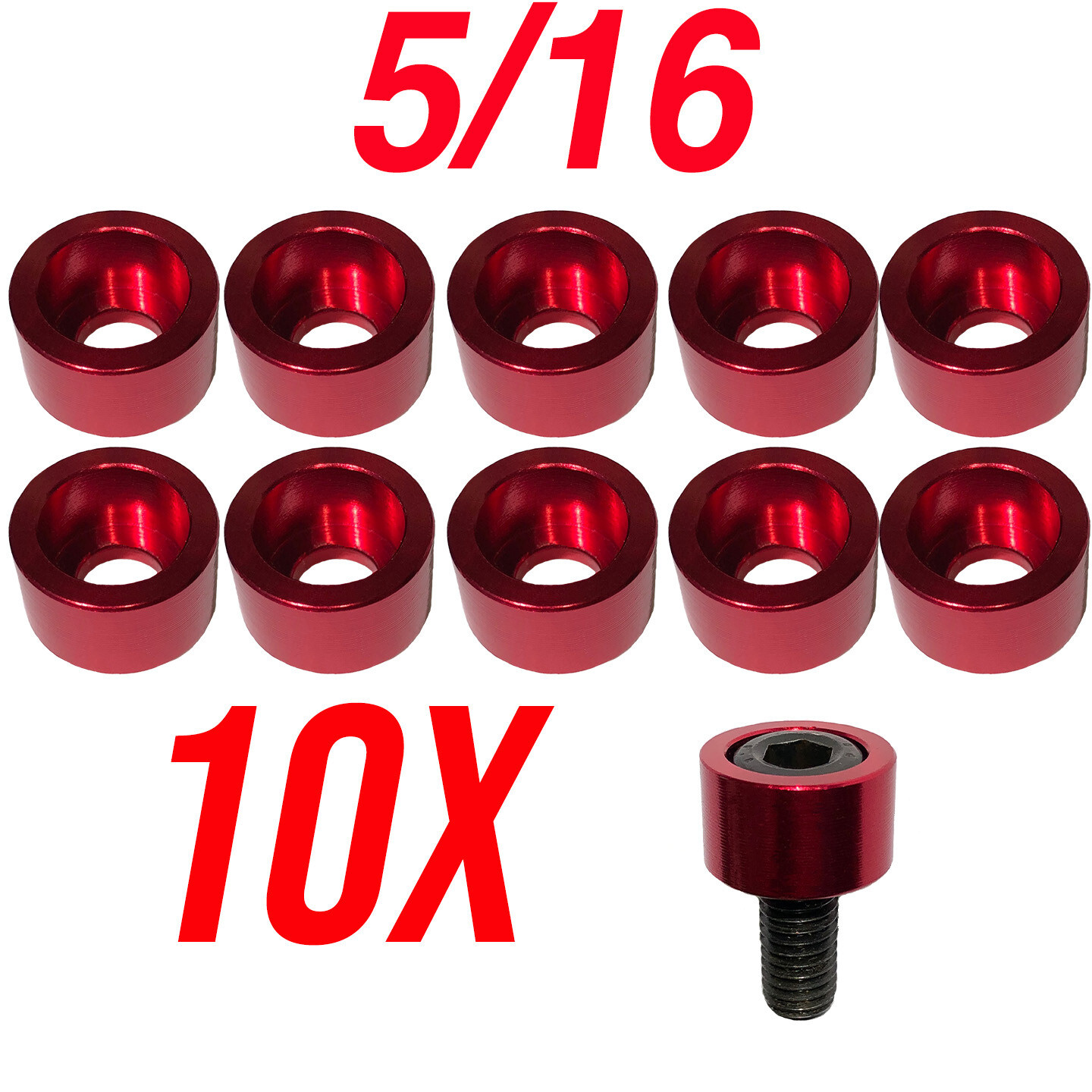 Hex Head Allen Bolt Cup 10X Washers Engine Dress up Hex Red Blue 1/4″ 5/16″ 3/8″