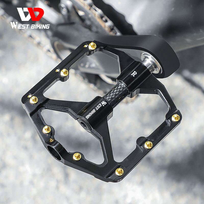 WEST BIKING Bicycle Pedals Carbon Fiber Axle 3 Bearing MTB Road Bike Pedals