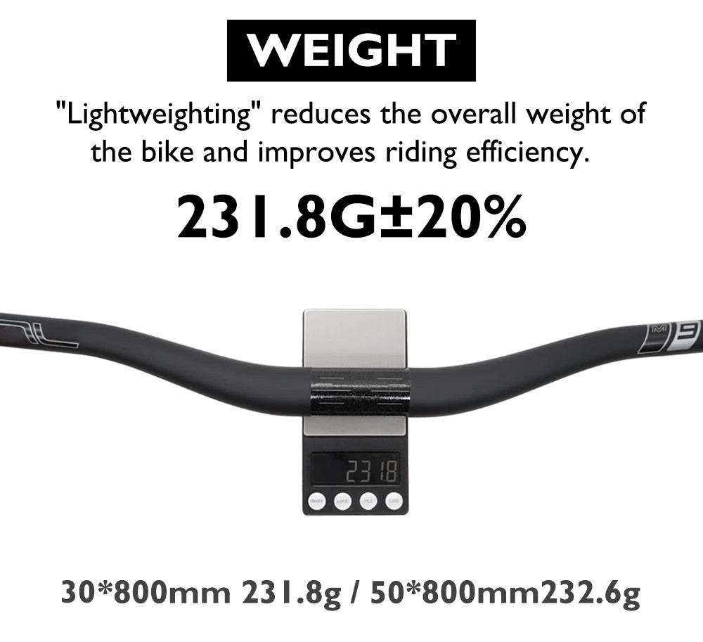Carbon Mountain Bike Handlebar 31.8mm Clamp 780-800mm 30/50mm Rise 8 Sweep