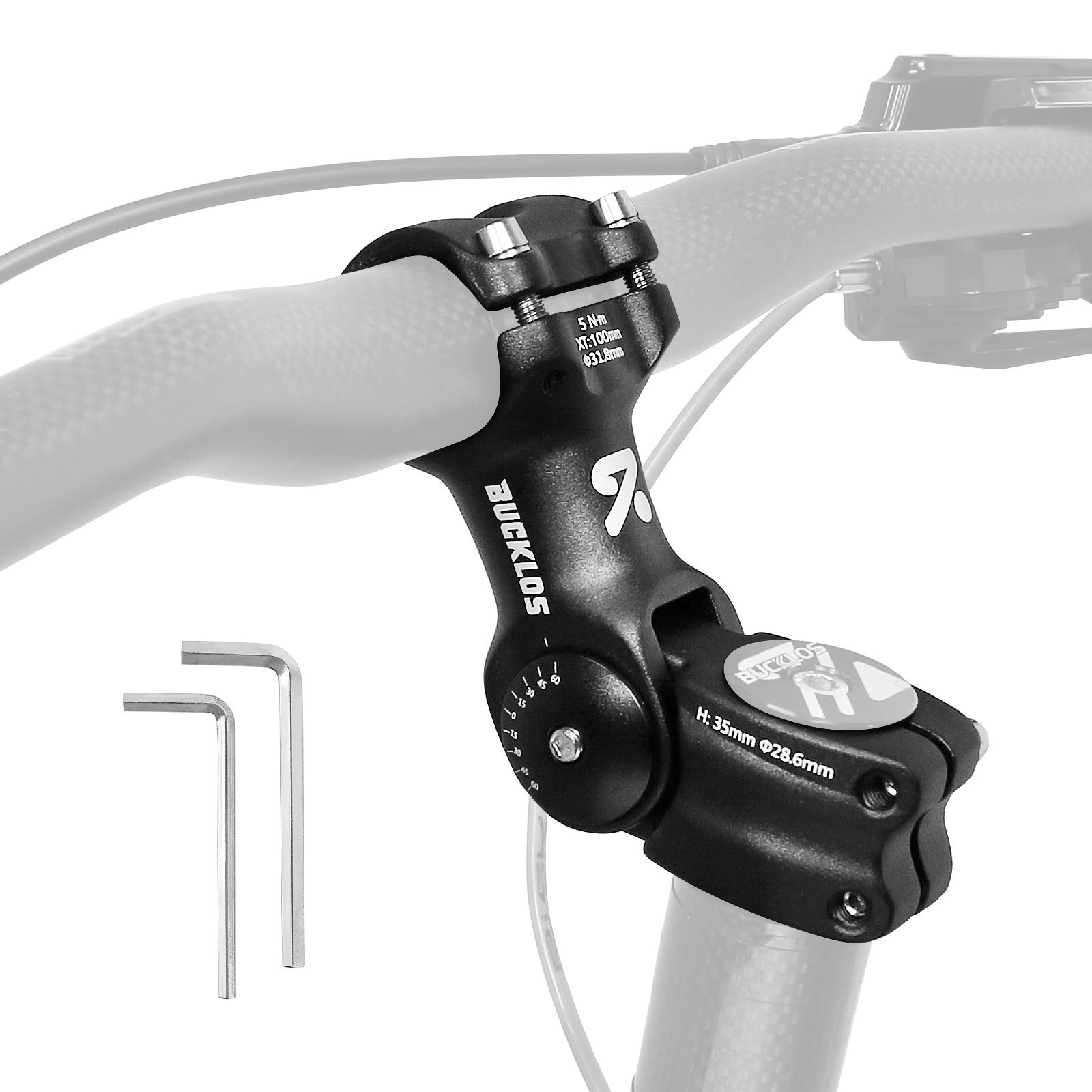 BUCKLOS MTB Bike Stem Adjustable 60°/80° 25.4/31.8mm Handlebar 1-1/8″ MTB Stem