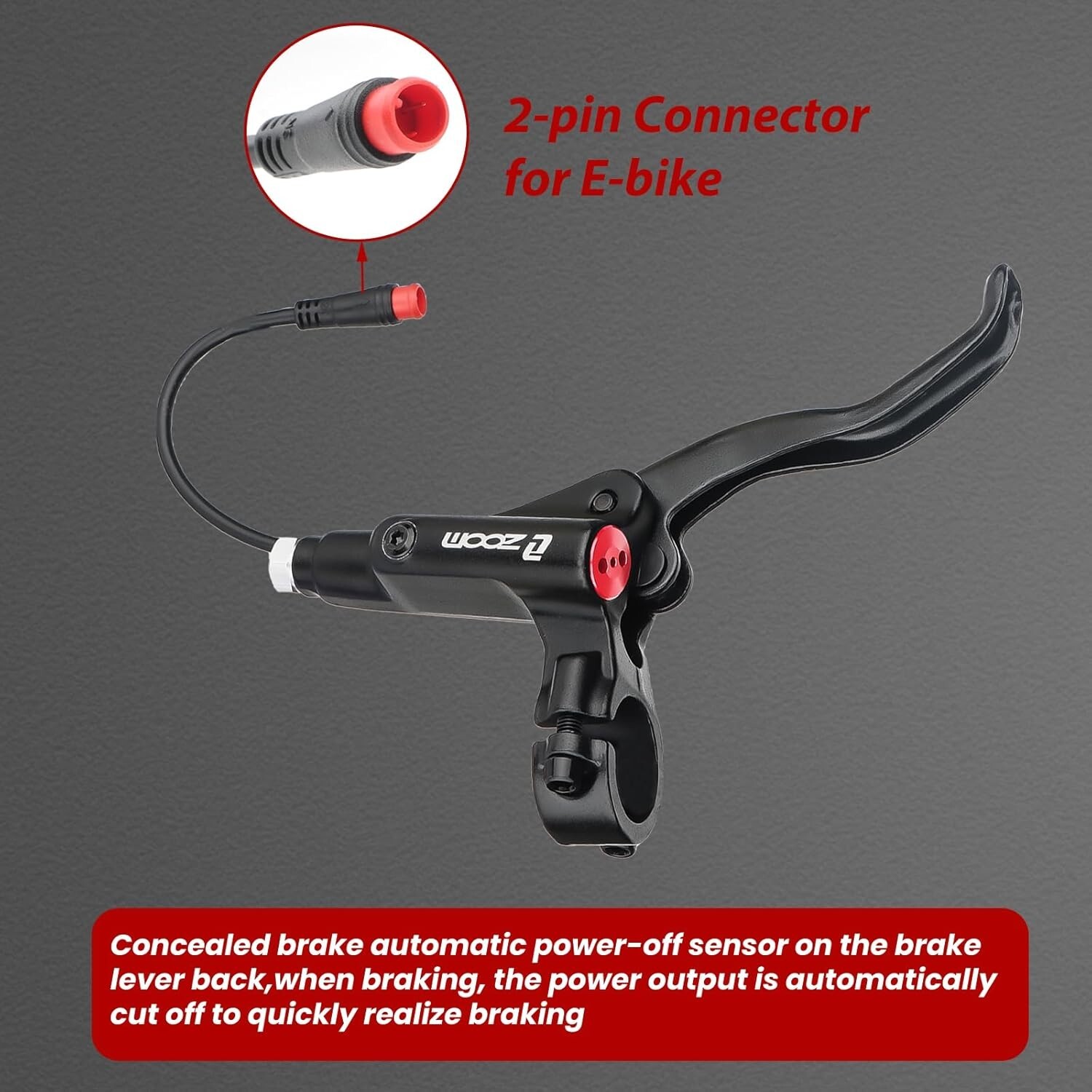 Zoom H876E Ebike 4-Piston Hydraulic Disc Brake Set Right Rear Power-Off Sensor