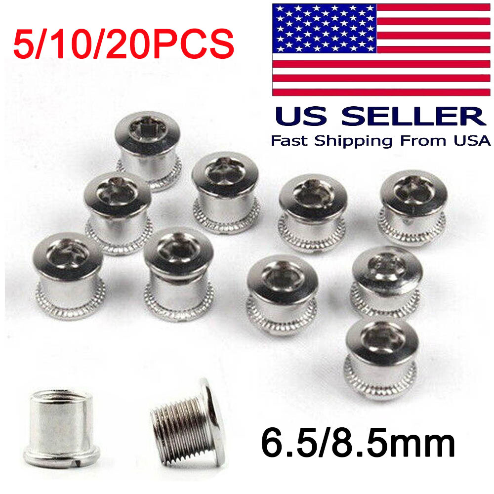 5/10/20X Steel Bike Chainring Bolts 6.5 Single 8.5 Double Triple Speed Nut Screw
