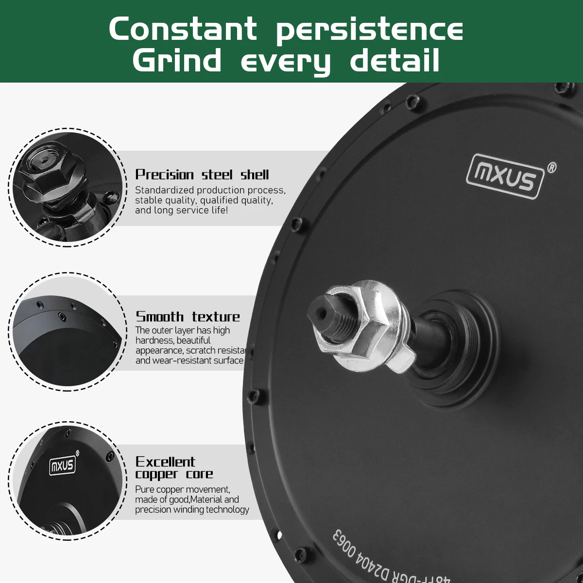 E-bike Motor 48V 2000W Rear Rotate Brushless Hub Motor Wheel Dropout 135mm