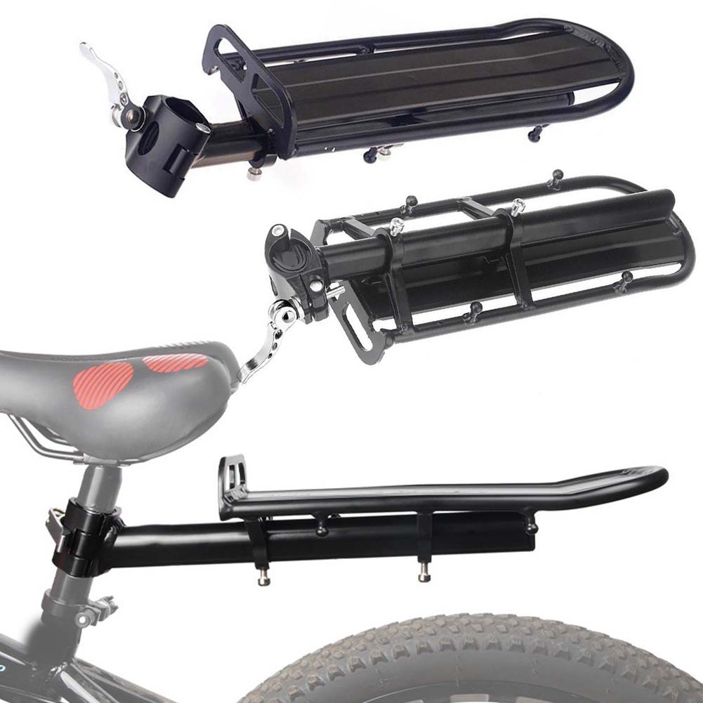 Lightweight Aluminum Rear Bike Pannier Rack with Quick Release Screw Mount