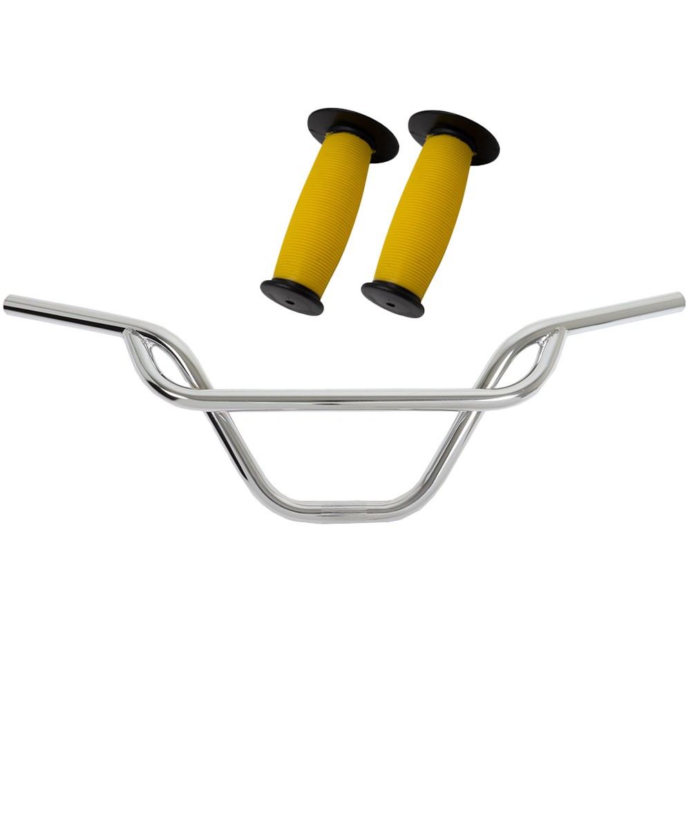 PRO+ 325 Chrome Handlebar & Yellow Mushroom Grips