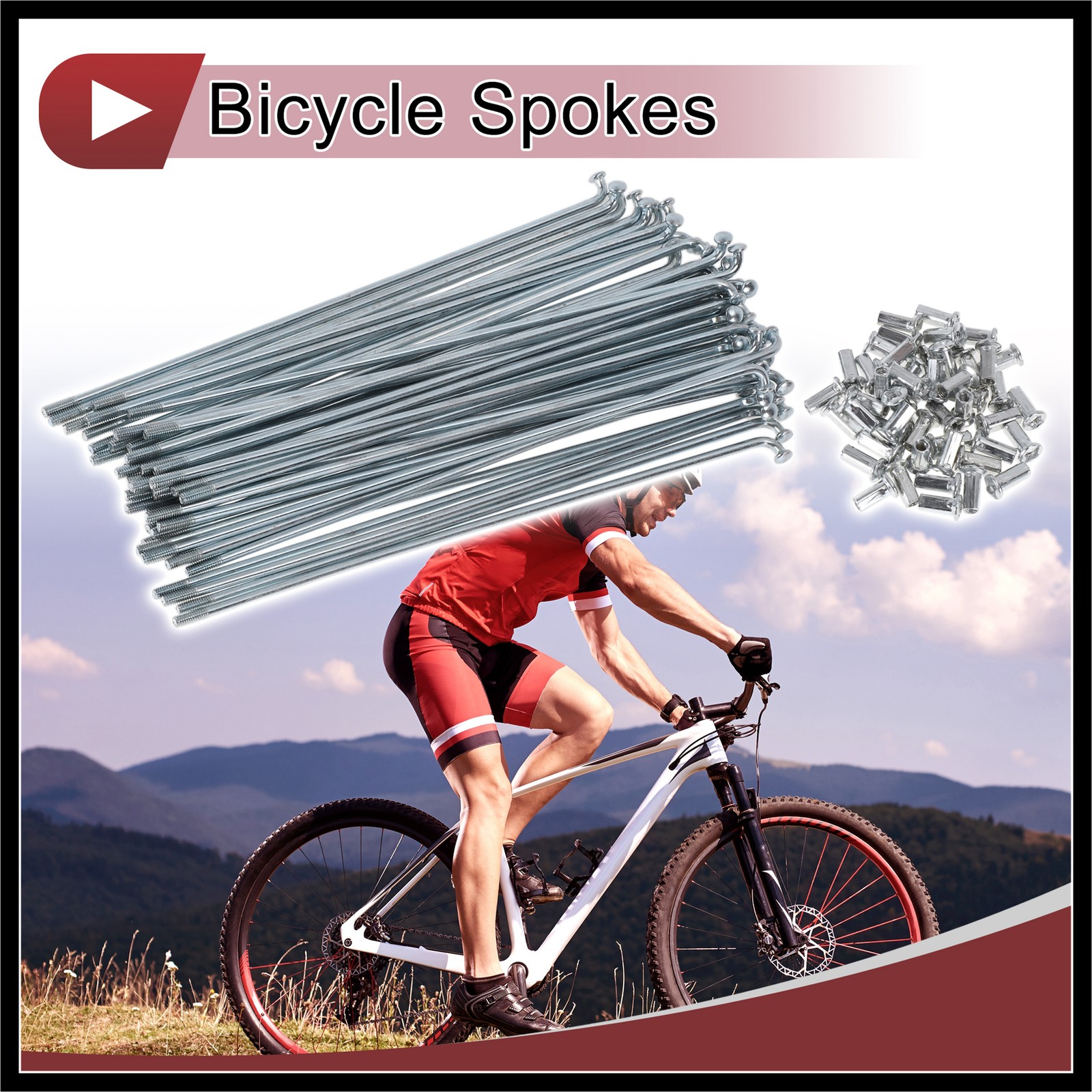 48Set 10G Bicycle Spokes 180mm Bike Wheel Spokes Carbon Steel Galvanized