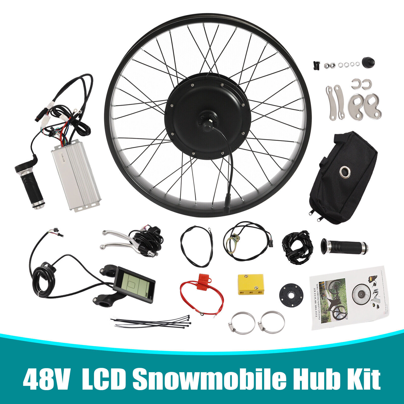 E-Bike Rear Wheel LCD Conversion Kit 26″ 1200W Fat Tire Electric Bicycle Motor