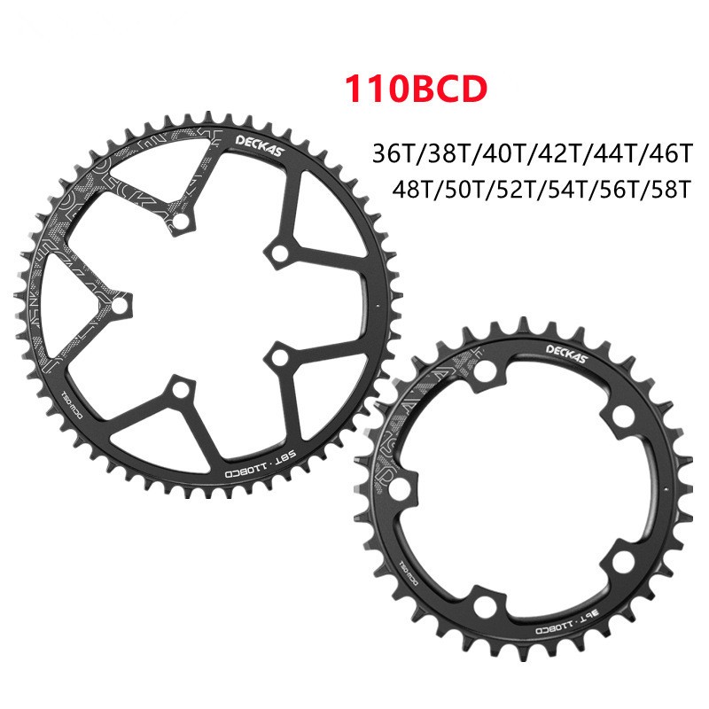 36-52T Bicycle Chainring 110 BCD Single Round Wide Narrow Teeth Chain Ring 5 Arm