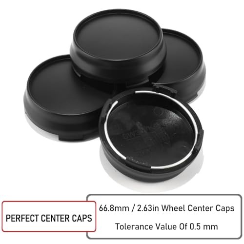 4PCS 66.8mm Wheel Center Caps for OD:66.8mm/2.63″, ID:64.5mm/2.54″ Matte Black