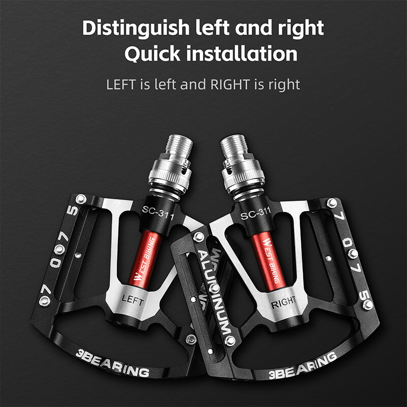 WEST BIKING Quick Release Bicycle Pedals 3 Sealed Bearing Aluminum Pedals Black