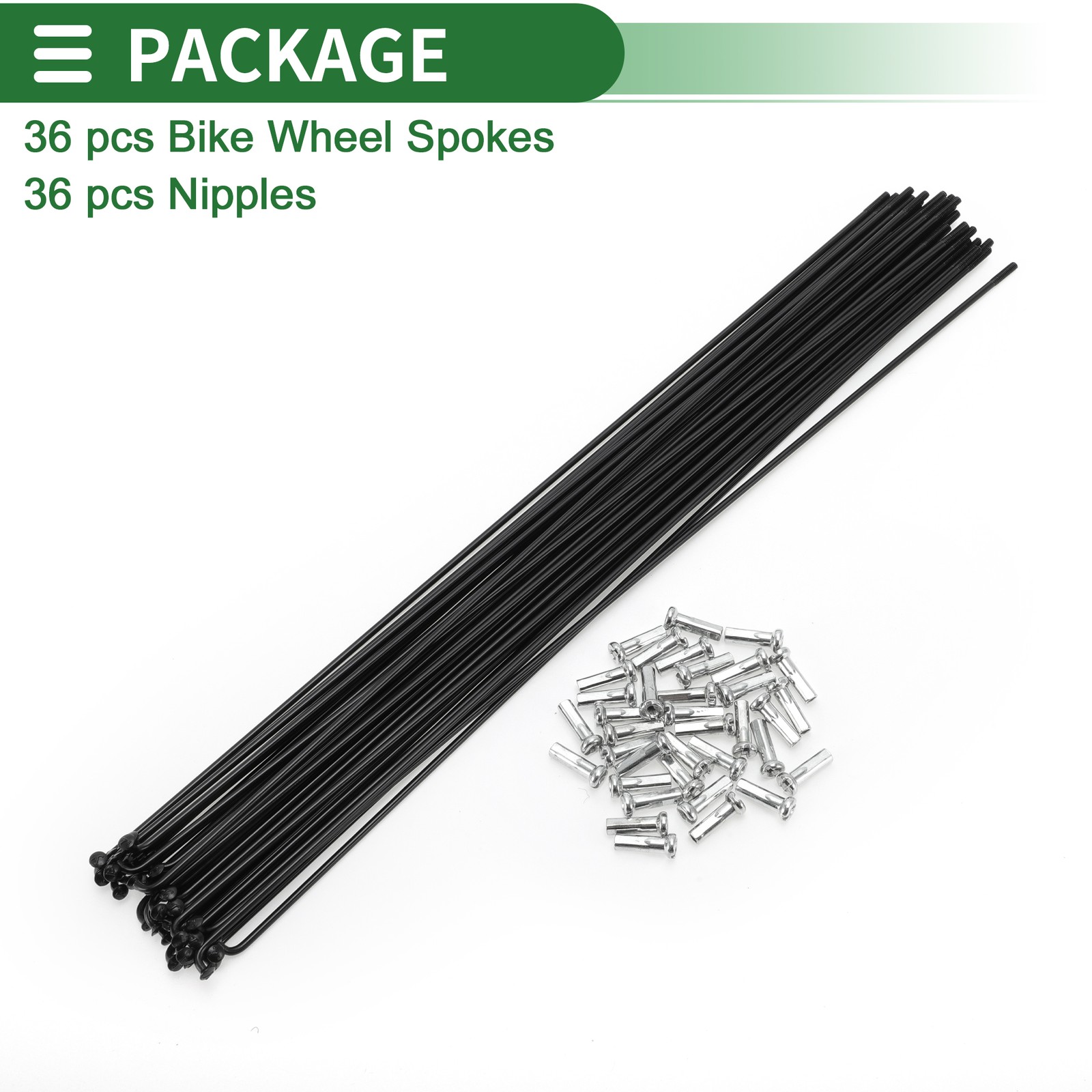 1 Set 14G 275mm Length Bicycle Spokes Nipple Carbon Steel Black Universal