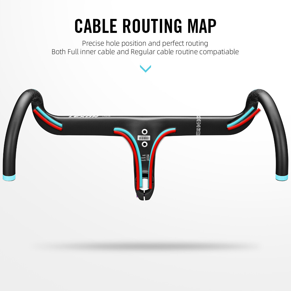 Gravel Road Bike Integrated Handlebar Carbon Fiber Exotropism 28.6mm with Mount