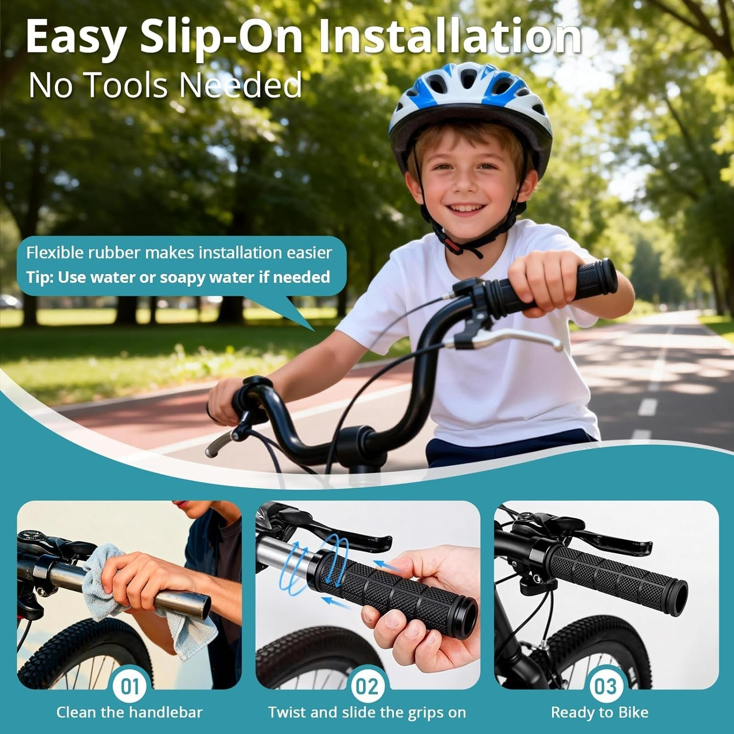4 Pcs Bike Handlebar Grips Non-Slip Handle Rubber Bicycle Bar for Scooter Bikes