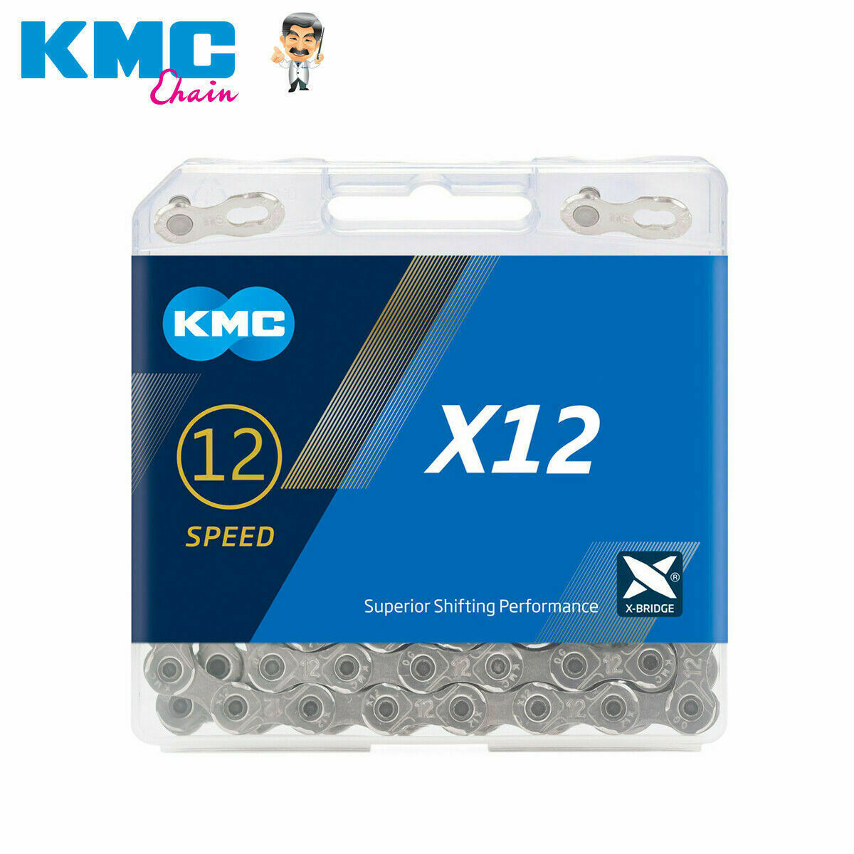 KMC X12 12 Speed Silver/ Gold Ti-N Road Bike Chain 126L Quick Link Fits Shimano