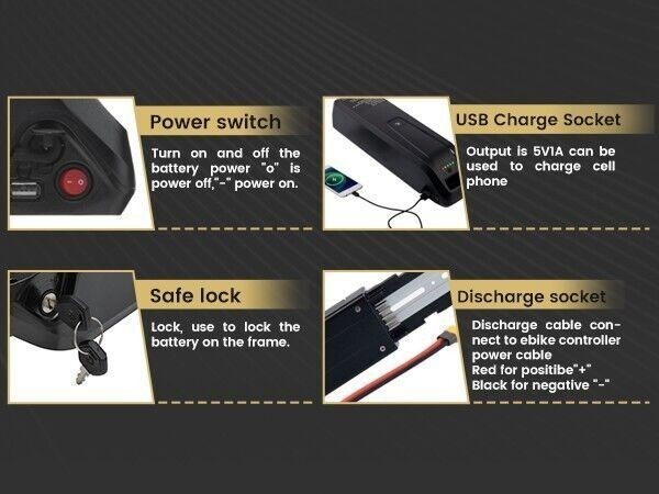52V 48V 36V 10Ah 15Ah 20Ah 0-2000W Ebike Battery for Electric Bike Lithium 5Pin