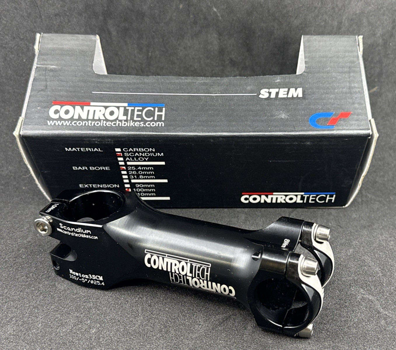 NOS ControlTech SCANDIUM Newton3SCM 100mm 5° 1-1/8″ 25.4mm Alloy Stem