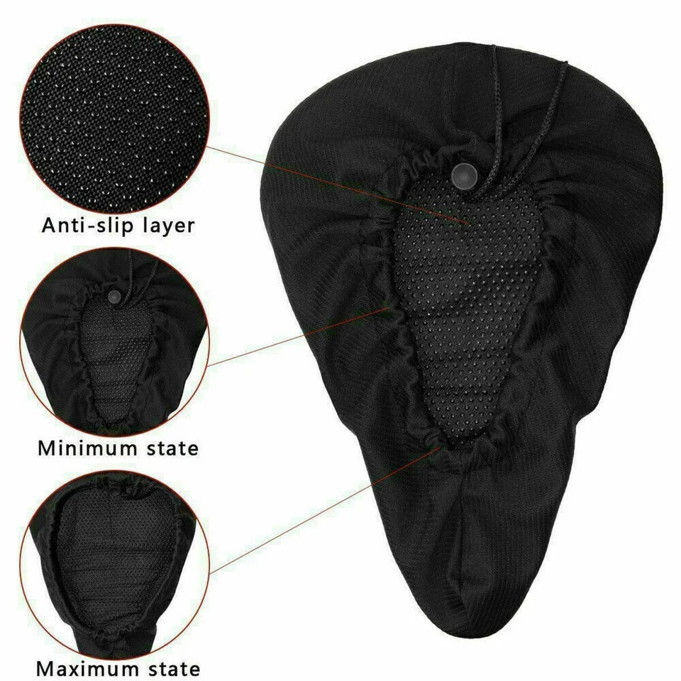 Bicycle Wide Seat Cover Gel Cushion Sporty Soft Padded For Mountain Bike Saddle