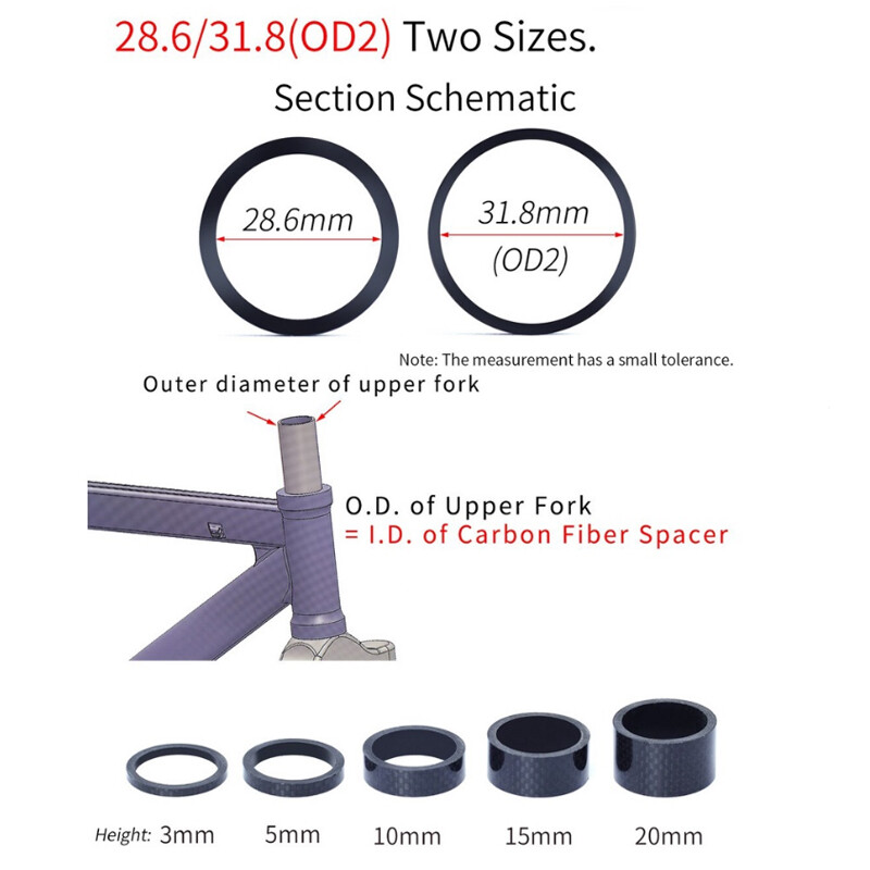 Carbon Fiber 3, 5, 10, 15, 20mm Headset Spacer 1-1/8″ Stem Road Bike Fork Washer