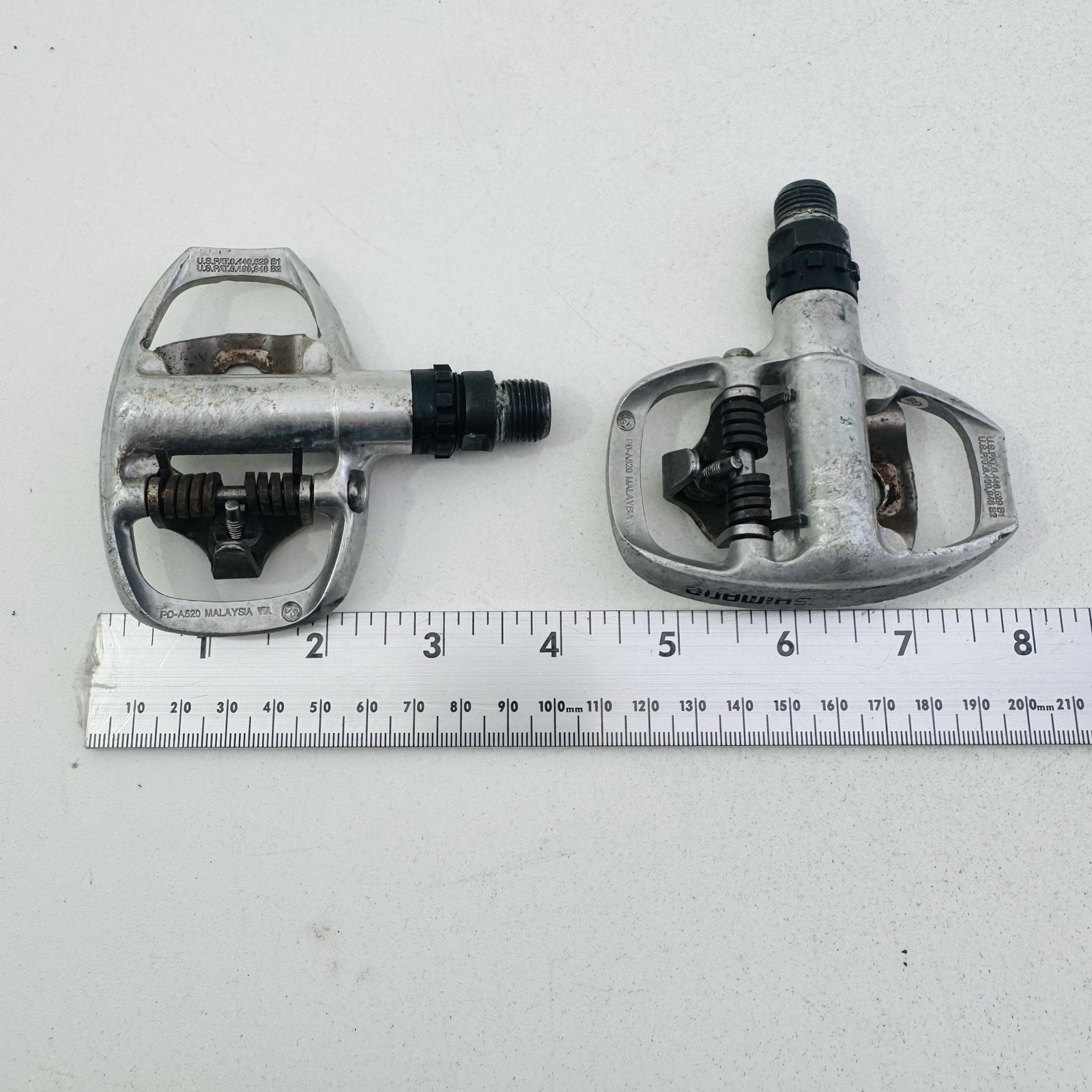 Vintage Shimano PD-A520 SPD Clipless Bike Pedals 9/16 In Silver Road Touring A53