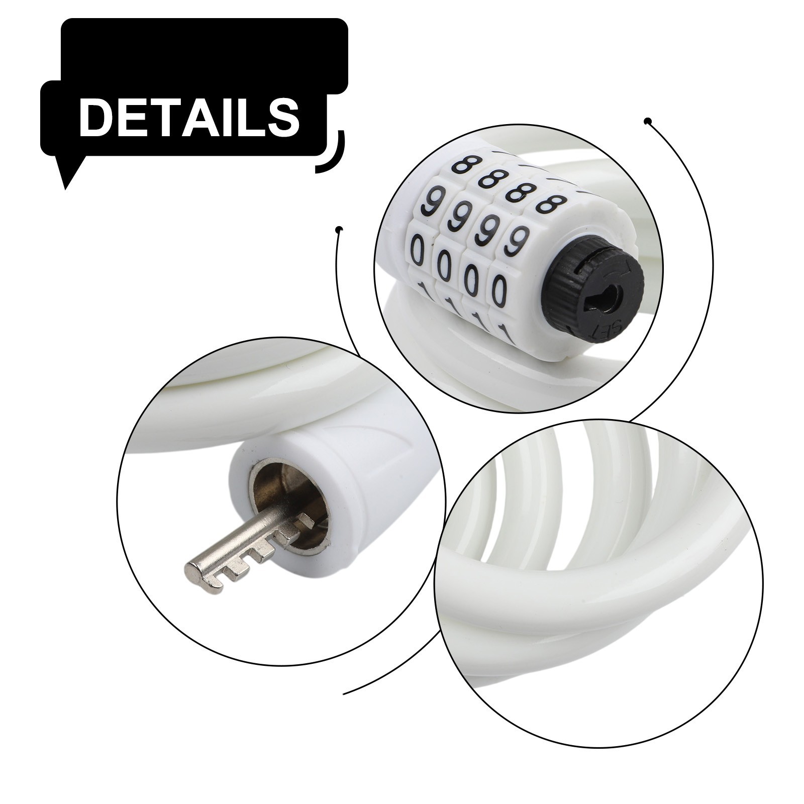 4 Digit Combination Bike Lock 120cm Steel Cable for Bicycle Safety