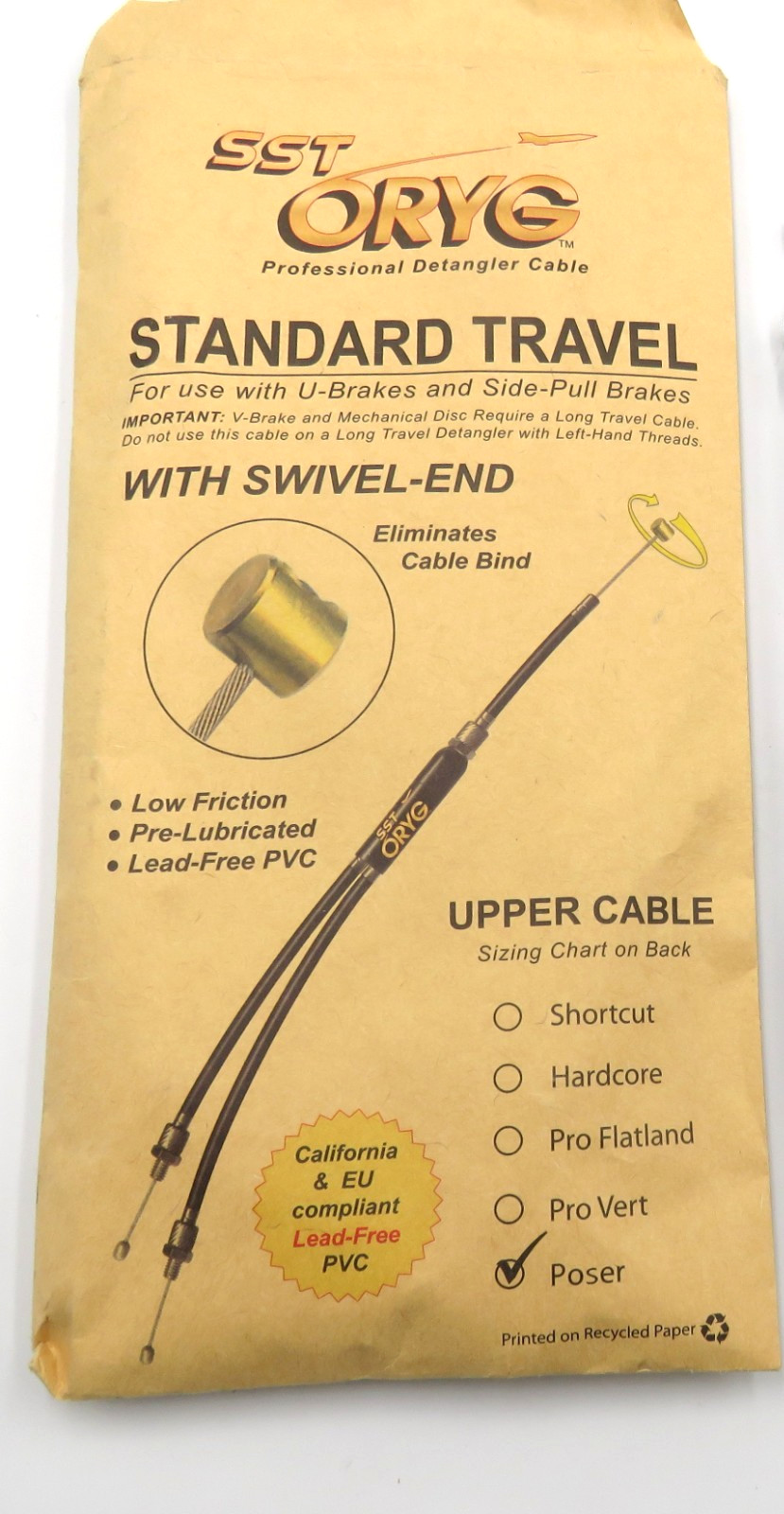 SST ORYG Upper Brake Cable Poser with Swivel Head Black Barrels Silver Writing