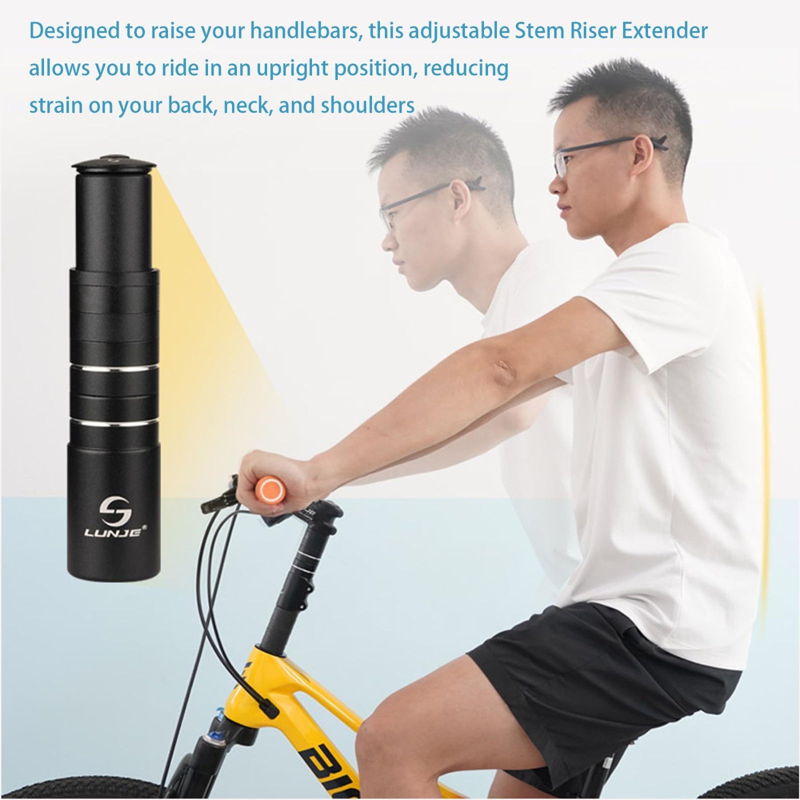 Adjustable Bike Fork Stem Extender Adapter 1 1/8″ 28.6mm MTB Road BMX Handlebar