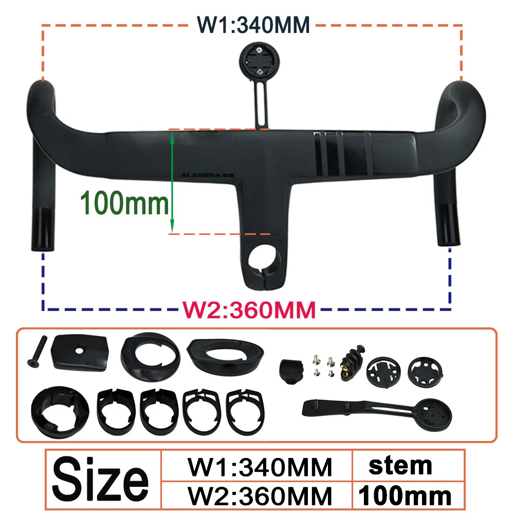 Carbon Road Bicycle Handlebars All Internal Circuits with Free Computer Stand