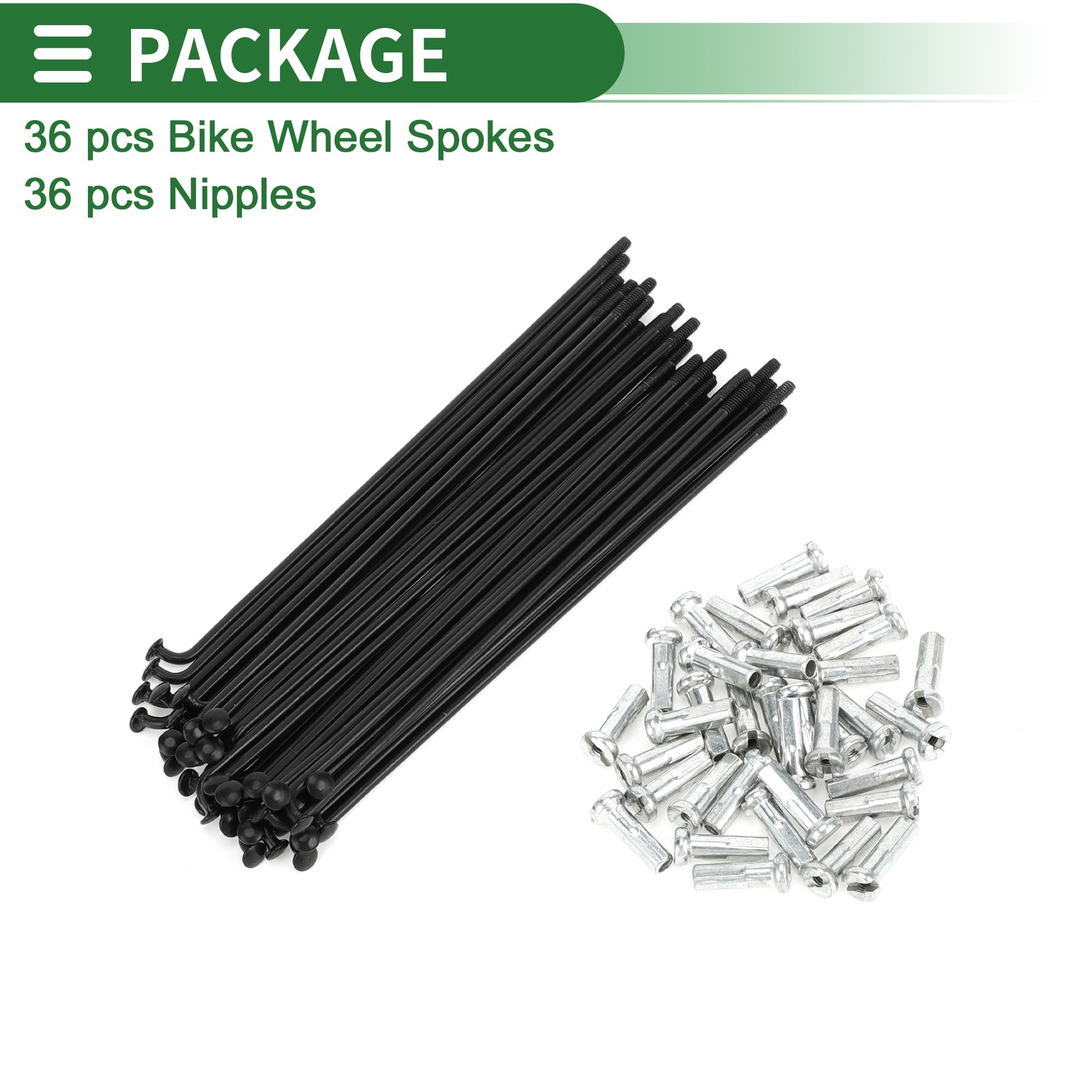 1 Set 14G 114mm Length Bicycle Spokes Nipple Carbon Steel Black Universal