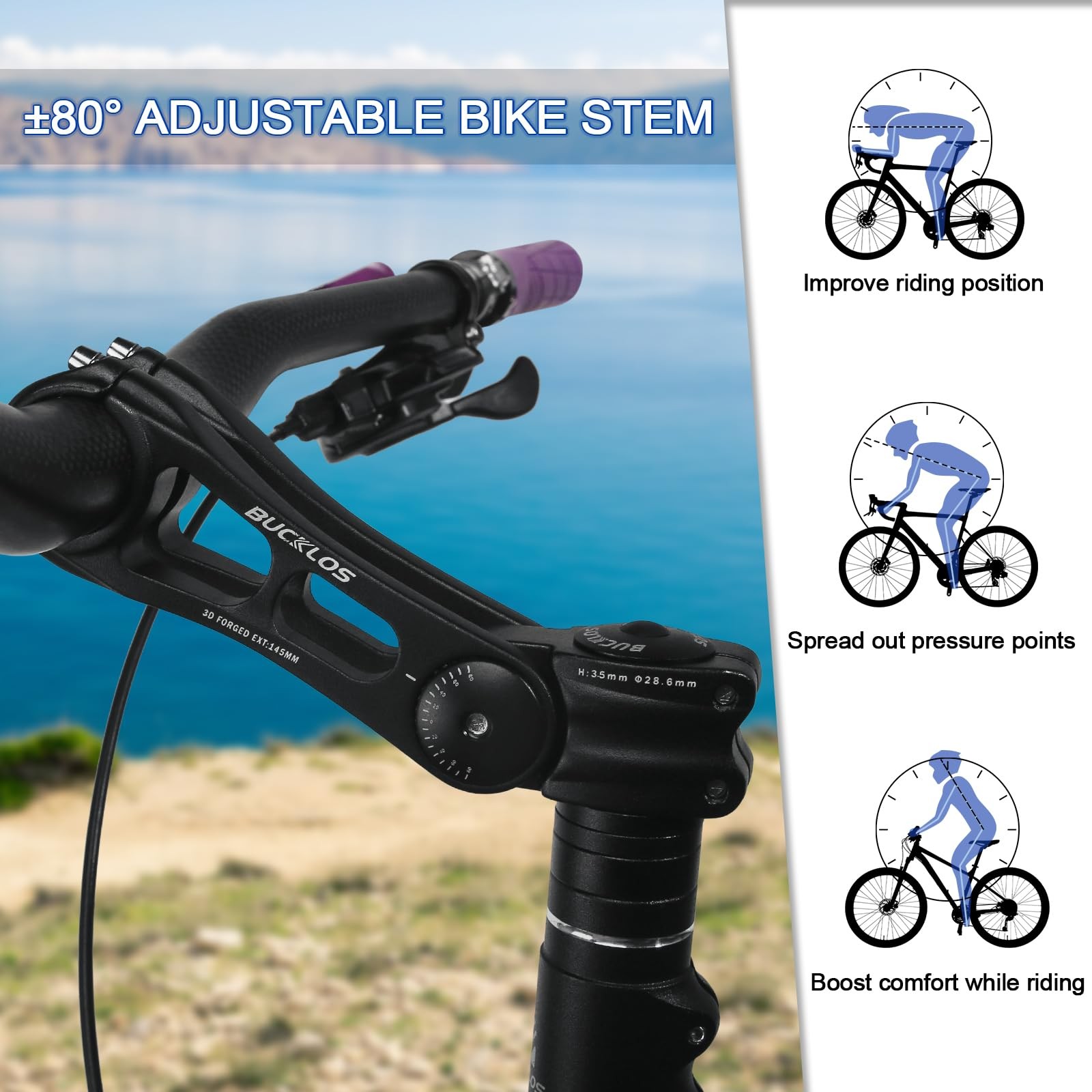 Bicycle Stem Riser Extender MTB Adjustable Handlebar Adapter 25.4mm 145mm