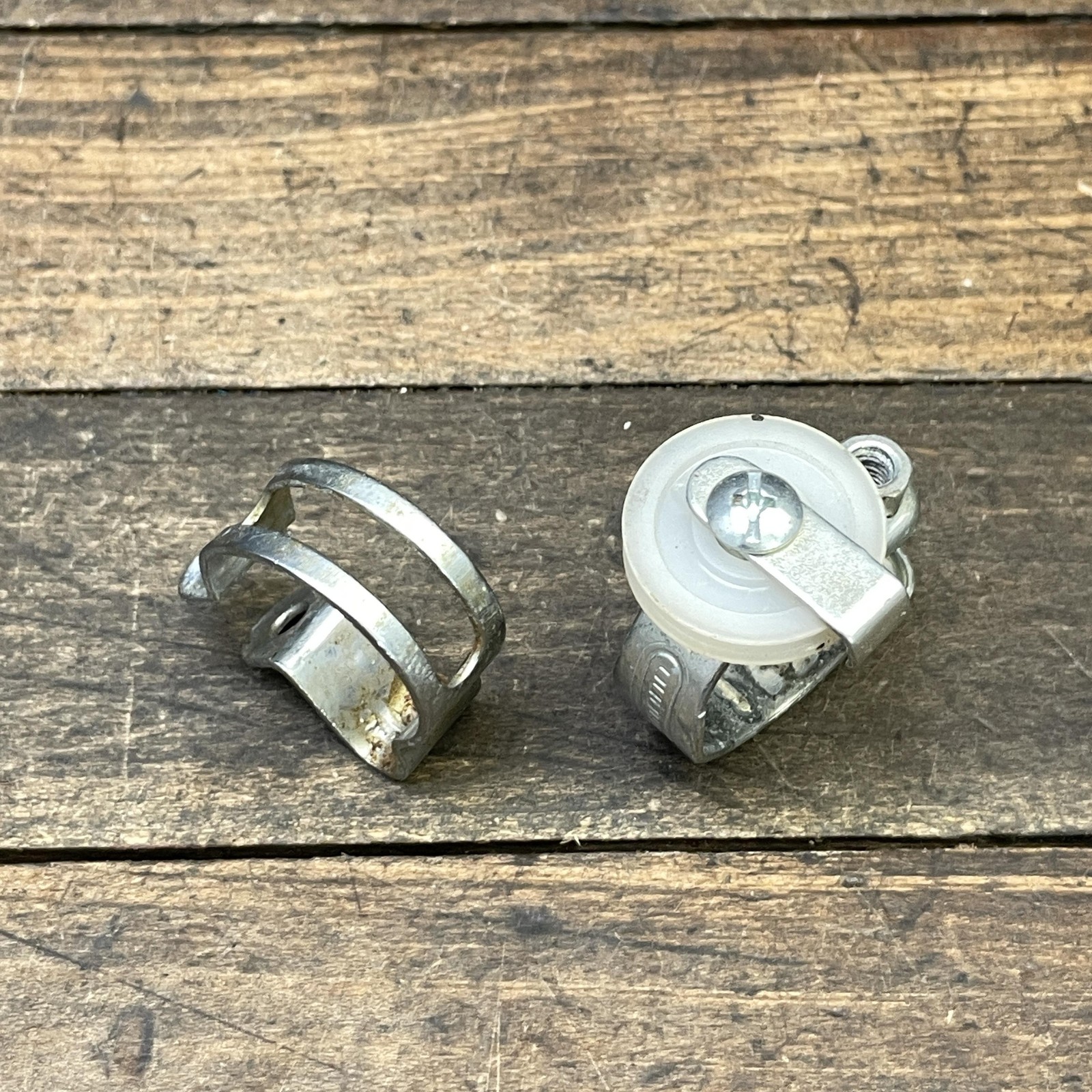 Vintage Shimano Cable Guides Pair Clamp On Pulley Silver Steel Bike 3 Speed