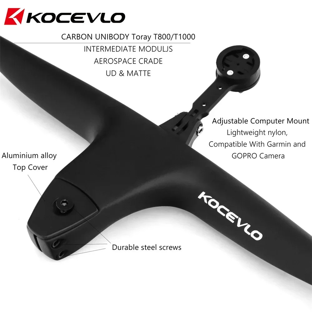 KOCEVLO Carbon MTB Handlebar Stem Integrated 740mm XC Marathon -17° 50-90mm