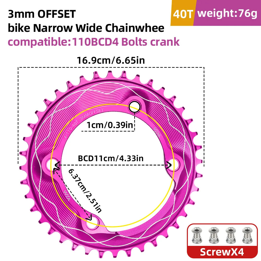 VXM 110BCD Chainring 40T-58T Bicycle Chainwheel 110BCD 4claws Bolt R7000 R8000